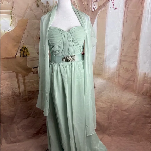 NEW Adrianna Papell Twists Light Mint Green Strapless Gown -  threedaughtersproperties.com